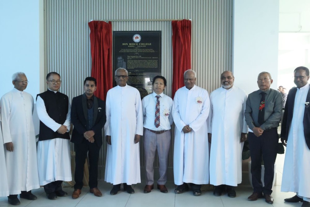 MLA Achumbemo Kikon with others during the inauguration of the new floor extension of DBC Kohima on June 5.